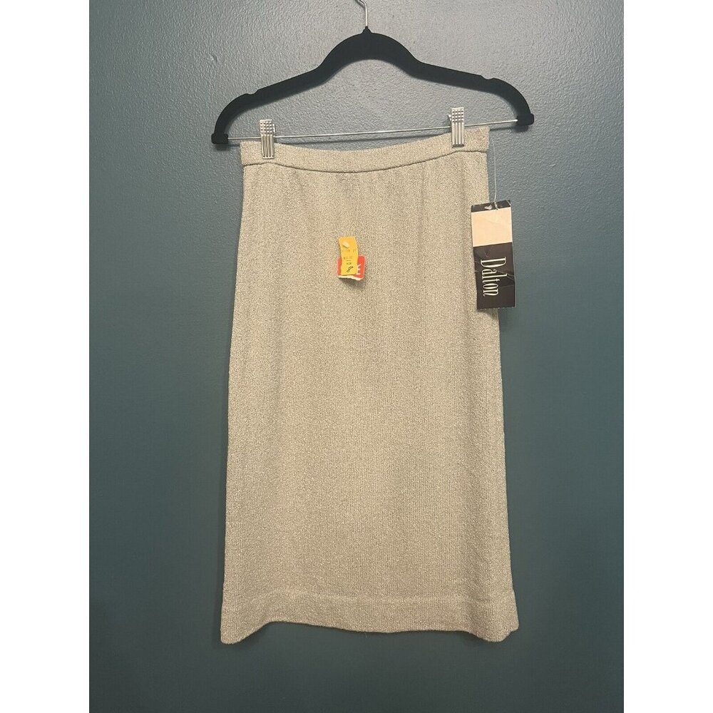 NWT Vintage 80s Dalton Knit Green Pencil Pull OnBelow Knee Skirt Sz 8 Union made